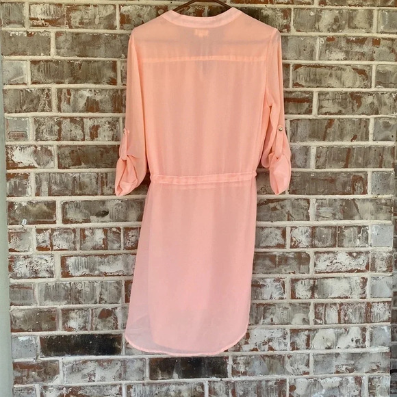 Tea & Cup Peach Chiffon Shirt Dress - Picture 12 of 12